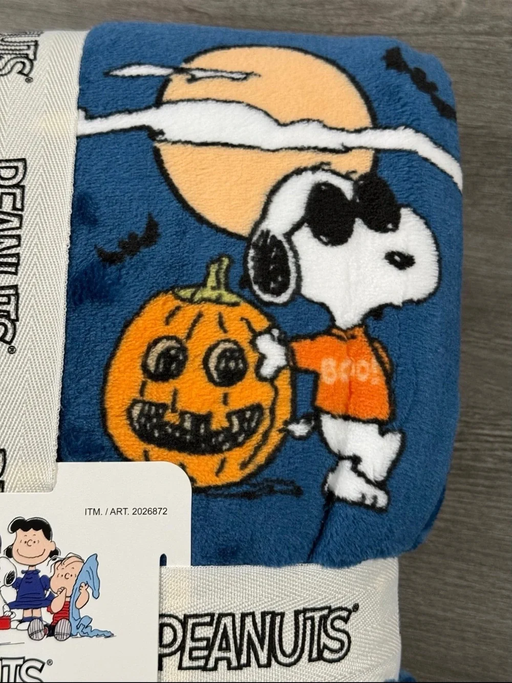 Peanuts Snoopy Halloween Fall Throw Blanket Blue 60” x 70” - New